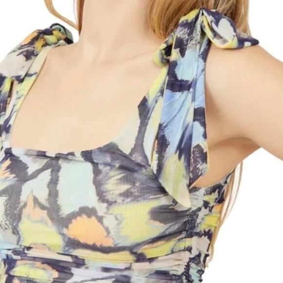 Free People Butterfly Print Tie Shoulder Ruched Tank Top Small NWT - Picture 4 of 9